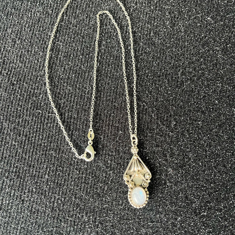 Silver necklace with white moonstone pendant